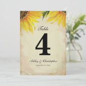ひまわり ウェディング レセプション テーブル ナンバー フォー 招待状 (スタンド正面)