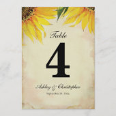 ひまわり ウェディング レセプション テーブル ナンバー フォー 招待状 (正面)