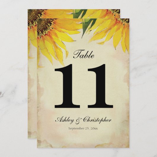 ひまわり ウェディング レセプション テーブル ナンバー 11 招待状 (正面/裏面)