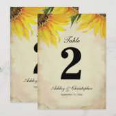 ひまわり ウェディング レセプション テーブル ナンバー 2 招待状 (正面/裏面)