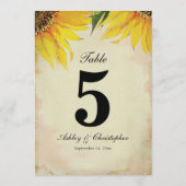 ひまわり ウェディング レセプション テーブル ナンバー 5 招待状 (裏面)