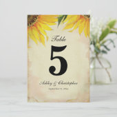 ひまわり ウェディング レセプション テーブル ナンバー 5 招待状 (スタンド正面)