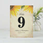 ひまわり ウェディング レセプション テーブル ナンバー 9 招待状 (スタンド正面)