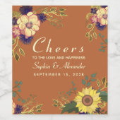 ひまわり ウェディング ワインボトルラベル ワインラベル (シングルラベル)