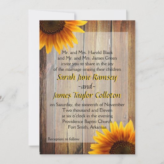 ひまわり ウェディング 招待状 (正面)