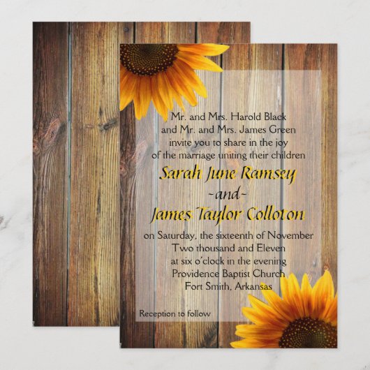 ひまわり ウェディング 招待状 (正面/裏面)