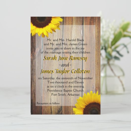 ひまわり ウェディング 招待状 (スタンド正面)
