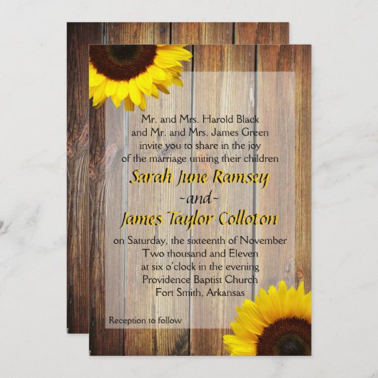 ひまわり ウェディング 招待状 (正面/裏面)