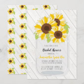 ひまわり ウェディング 招待状 グレー イエロー ラスティック (正面/裏面)