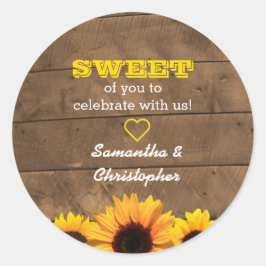ひまわり&ウッド素朴スイートトリートバッグシール ラウンドシール