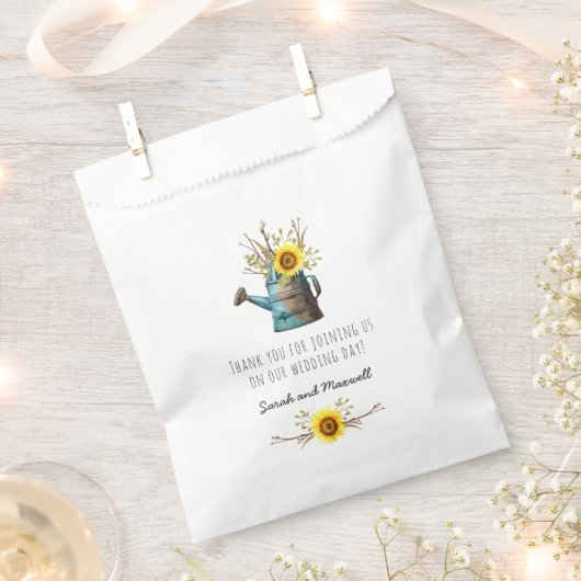 ひまわり&ウッド素朴ファームカントリー結婚式 フェイバーバッグ (クリップ留めされた状態)