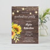 ひまわり ウッド＆ストリングライト 卒業パーティー 招待状 (スタンド正面)