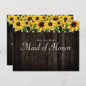 ひまわり ウッド ストリング メイド オブ オナー プロポーズ インビテーションポストカード (正面/裏面)
