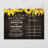 ひまわり ウッド ストリング ライト 結婚式 Save The Date インビテーションポストカード (裏面)