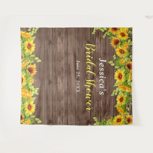 ひまわり ウッド ブライダル シャワー フォトブース 背景 タペストリー (正面(横))