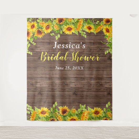 ひまわり ウッド ブライダル シャワー フォトブース 背景 タペストリー (正面)