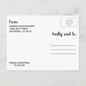 ひまわり ウッド + レース 結婚式 Save The Date カード (裏面)