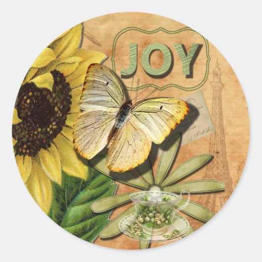 ひまわり&エッフェルタワー ラウンドシール (正面)