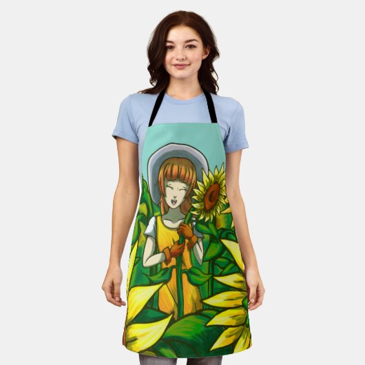 ひまわり エプロン (着用した状態)