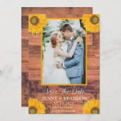 ひまわり エレガント モダン リアル フラワーフォト セーブザデート (正面/裏面)