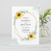 ひまわり エレガント リアル ジオメトリック ゴールド 招待状 (スタンド正面)