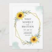 ひまわり エレガント リアル ジオメトリック ゴールド 招待状 (正面/裏面)