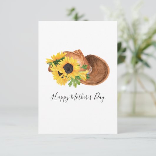 ひまわり&カウボーイハットマザーズデイフラットカード カード (スタンド正面)