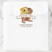 ひまわり、カウボーイブーツ、帽子、投げ縄 スクエアシール (バッグ)