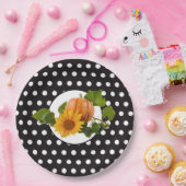 ひまわり&カボチャ水玉模様感謝祭 ペーパープレート (パーティー)