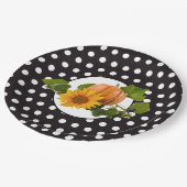 ひまわり&カボチャ水玉模様感謝祭 ペーパープレート (アングル)