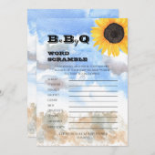 ひまわり |カボチャ赤ちゃんシャワー単語スクランブル 招待状 (正面/裏面)