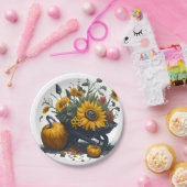 ひまわり&カボチャ ペーパープレート (パーティー)