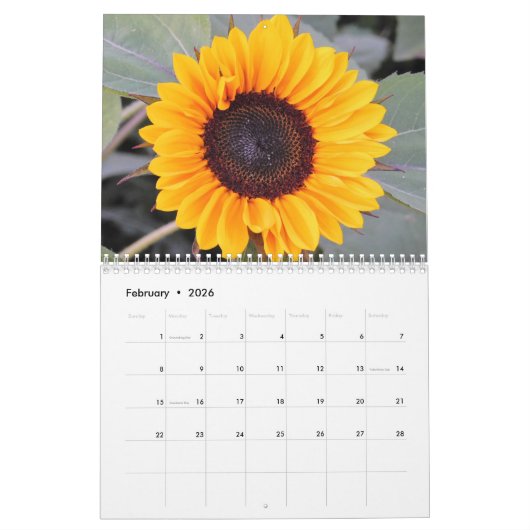 ひまわり カレンダー (2月 2026)