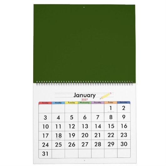 ひまわり カレンダー (1月 2027)