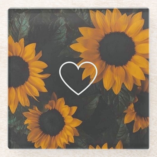 ひまわり ガラスコースター (正面)