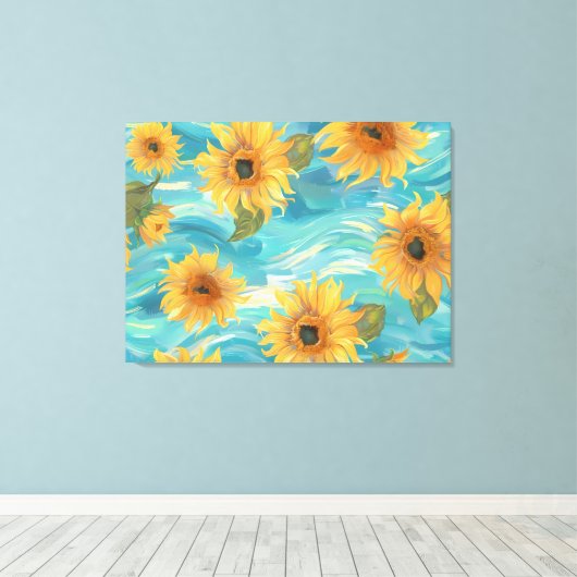 ひまわり キャンバスプリント (インサイチュ (ウッドフロア))