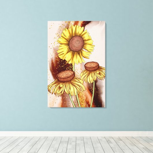 ひまわり キャンバスプリント (インサイチュ (ウッドフロア))