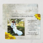 ひまわり グランジ フォト 婚姻誓約を更新 招待状 (正面/裏面)