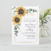 ひまわり グリーン ボタニカル ジオメトリック ウェディング 招待状 (スタンド正面)