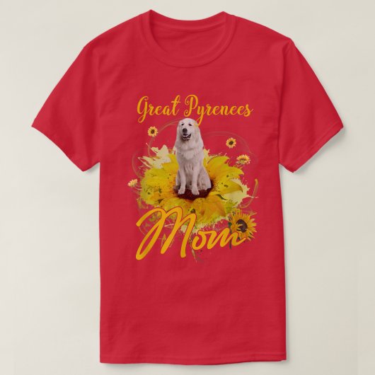 ひまわり グレートピレニーズ ママ 犬好き 母の日のギフト Tシャツ (デザイン正面)