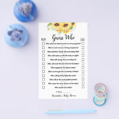 ひまわり ゲス・フー ベイビーシャワー ゲーム カード (シングル)