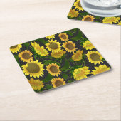 ひまわり スクエアペーパーコースター (アングル)