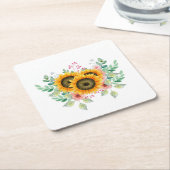 ひまわり スクエアペーパーコースター (アングル)