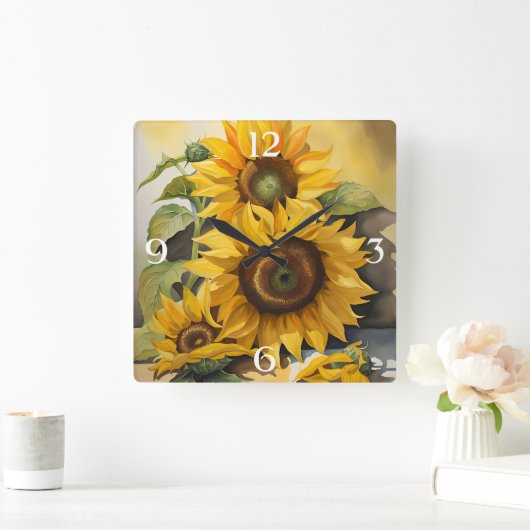 ひまわり スクエア壁時計 (ホーム)