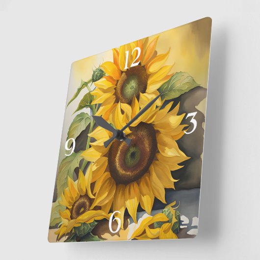 ひまわり スクエア壁時計 (傾斜)