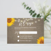 ひまわり&ストリングライトバーラップ結婚式RSVP 出欠カード (スタンド正面)