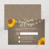 ひまわり&ストリングライトバーラップ結婚式RSVP 出欠カード (正面/裏面)