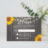 ひまわり&ストリングライトバーンドウッドウェディングRSVP 出欠カード (スタンド正面)