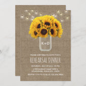 ひまわり&ストリングライト結婚のリハーサルディナー 招待状 (正面/裏面)