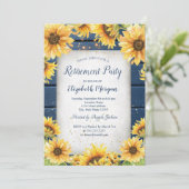 ひまわり, ストリングライト 青い木の背景 定年退職 招待状 (スタンド正面)